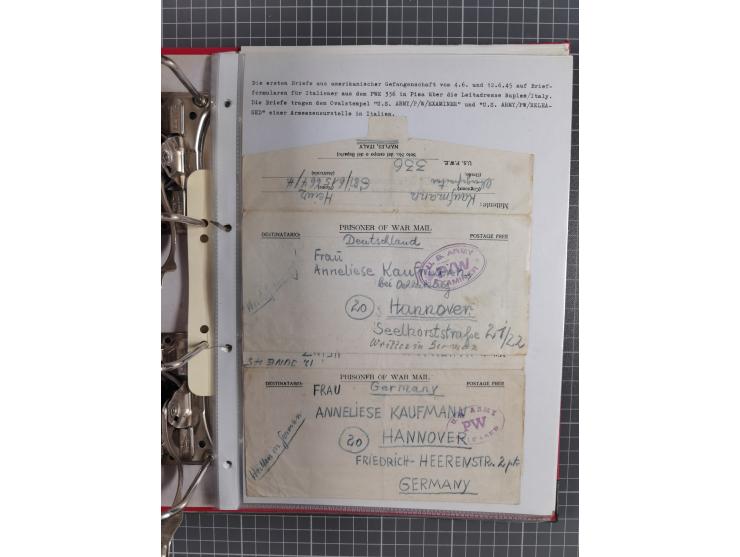 1941/47, umfangreiche Sammlung “Kriegsgefangenen- und Suchdienstpost” mit vielen verschiedenen Lagern, Zensuren, Überrolller,