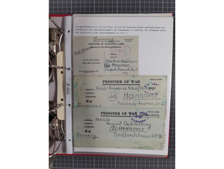 1941/47, umfangreiche Sammlung “Kriegsgefangenen- und Suchdienstpost” mit vielen verschiedenen Lagern, Zensuren, Überrolller,