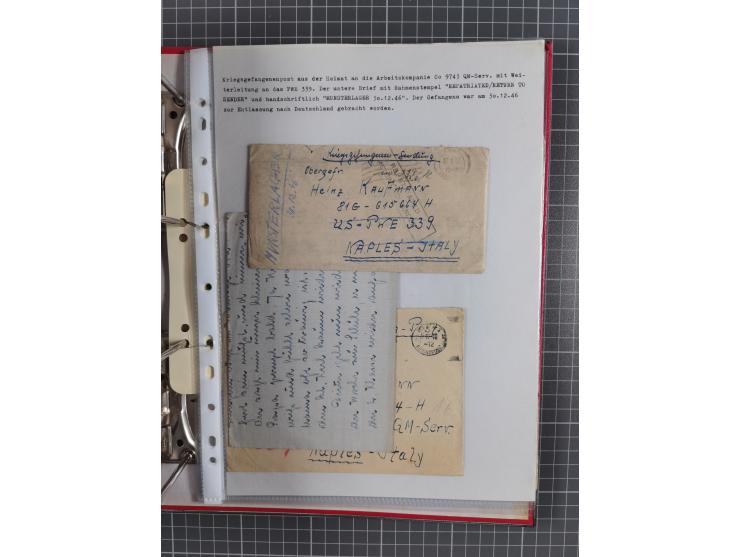 1941/47, umfangreiche Sammlung “Kriegsgefangenen- und Suchdienstpost” mit vielen verschiedenen Lagern, Zensuren, Überrolller,