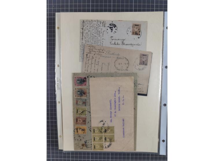 1879/1918, used exhibition collection with around 100 covers, cards, and postal stationeries, including Mi. No. 1-5 used, Mi.