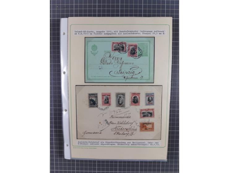 1879/1918, used exhibition collection with around 100 covers, cards, and postal stationeries, including Mi. No. 1-5 used, Mi.