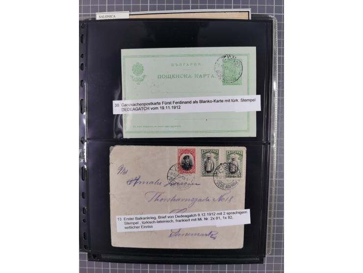 1870/1918, interesting postmark collection on Turkish stamps and pieces, and later on many postal stationeries items and cove