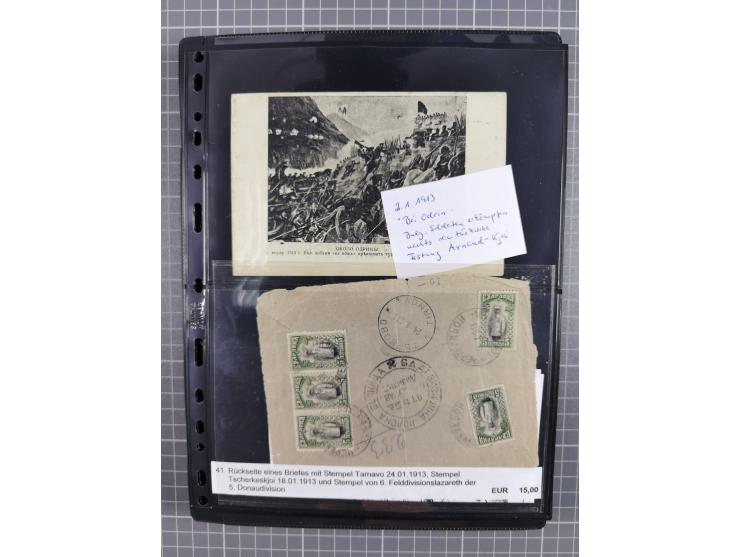 1870/1918, interesting postmark collection on Turkish stamps and pieces, and later on many postal stationeries items and cove