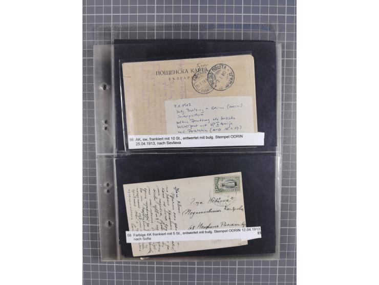 1870/1918, interesting postmark collection on Turkish stamps and pieces, and later on many postal stationeries items and cove