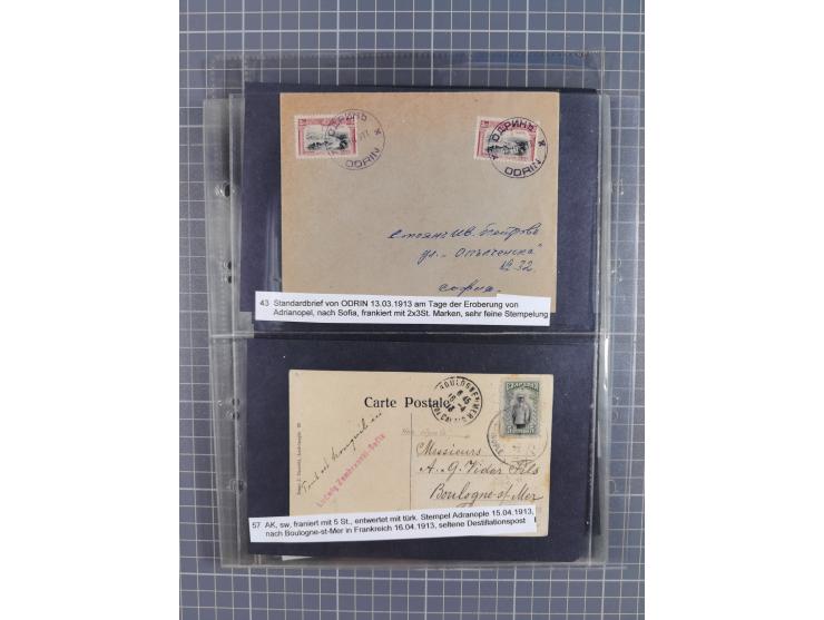 1870/1918, interesting postmark collection on Turkish stamps and pieces, and later on many postal stationeries items and cove