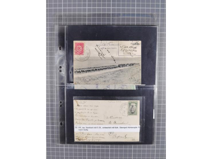 1870/1918, interesting postmark collection on Turkish stamps and pieces, and later on many postal stationeries items and cove