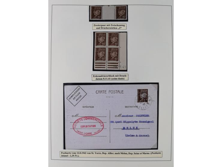 1941/42, Maréchal Pétain, attractive mint never hinged/unused and used collection with 134 covers and cards, specialized with