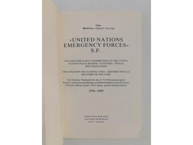 FINLAND – Johansson, Valter V.: United Nations Emergency Forces Finland 1956–1989 (1989), 295 pages, paperback; PLUS: &nbsp;P