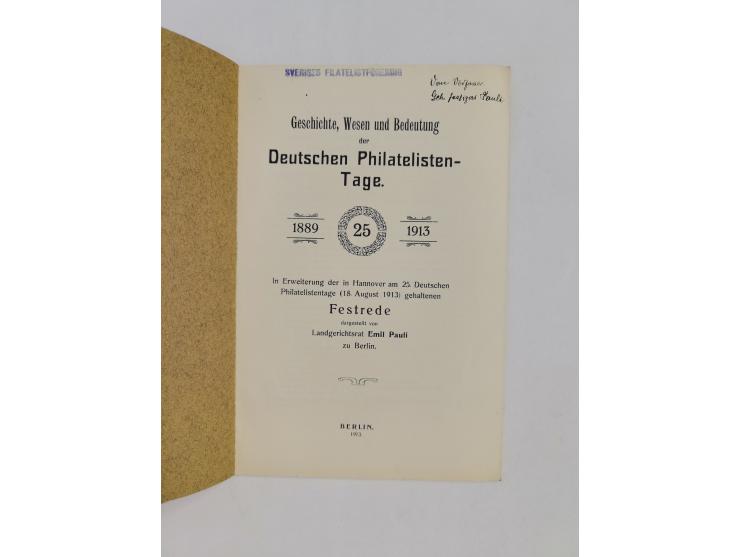 GERMANY – Pauli, Emil: Die schwarzen Listen, Kataloge und Bücher auf dem Gebiete der Philatelie im Lichte der Rechte (Vortrag