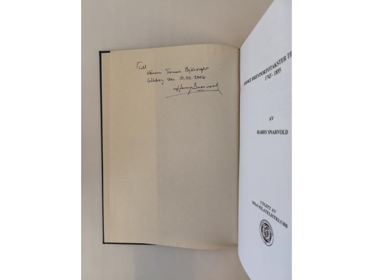 NORWAY – Snarvold, Harry: Norske Brevportotakster til Utlandet 1743–1855 (1999), III + 55 pages, hardcover with gold title im