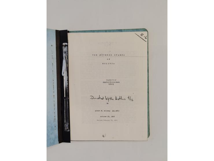 BOLIVIA – Bonilla Lara, Alvaro: Bolivia: Cinco Estudios Filatelicos (1972), 82 + 1 pages, softcover; PLUS: Hilchey, Albert W.