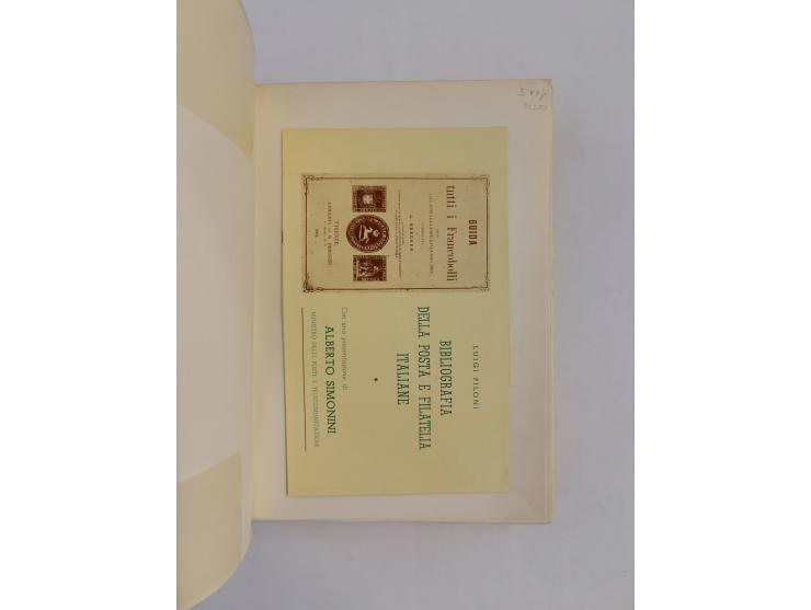 Piloni, Luigi: Bibliografia della Posta e Filatelia Italiane (1959), 396 pages, pages not yet cut, softcover, good condition;