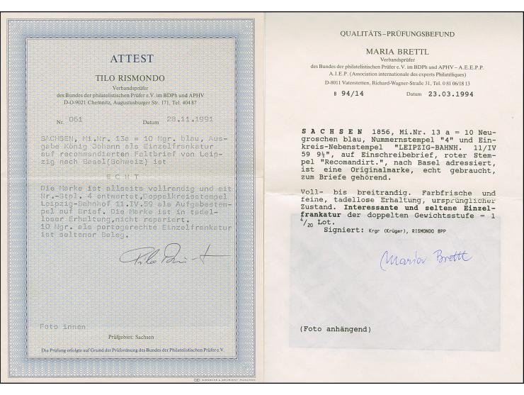10 Ngr. milchblau, voll- bis meist breitrandig, mit Nr. "4" und sauber nebengesetztem Doppelkreisstempel "LEIPZIG BAHNH. 11/I