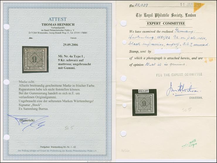 9 Kreuzer auf mattrosa, schöne frische Farbe und allseits breitrandig geschnitten, ungebraucht mit vollem, frischem Originala