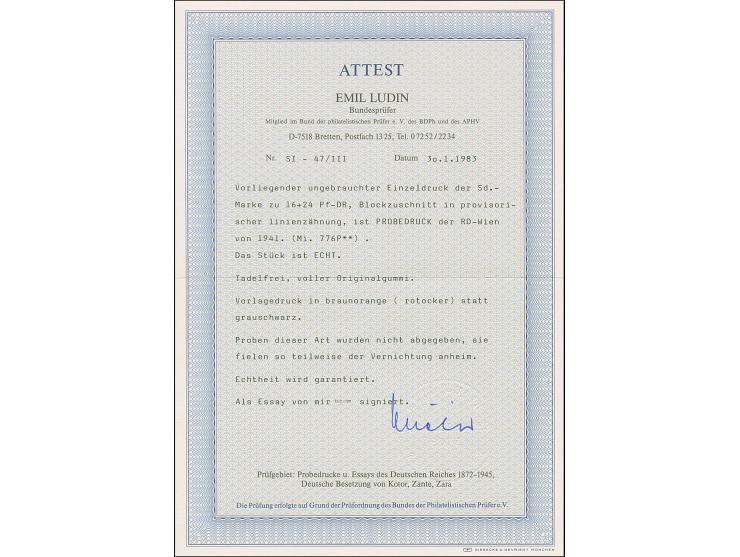 1941, Kameradschaftsblock 16 Pfg. als gezähnter Probedruck in Braunorange als Einzelabzug im Blockformat (87 x 105 mm) mit du