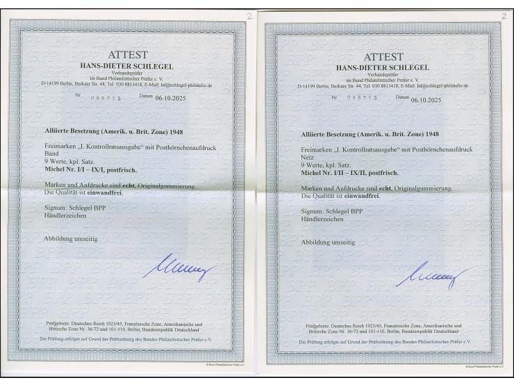 Unverausgabte Werte mit Band- und Netzaufdruck, 1-80 Pfg., postfrisch, tadellos. Signiert, u.a. Schlegel BPP, 2 Fotoatteste H