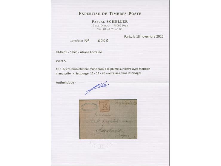 10 C. ockerbraun, Spitzen nach oben, farbfrisch, sauber entwertet durch Federkreuz-Entwertung auf vollständigem Faltbrief mit