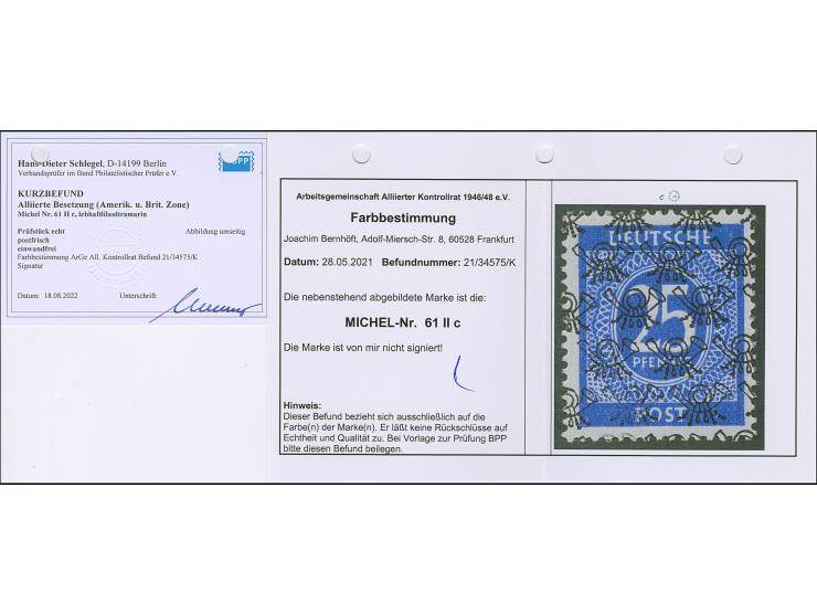 1948, Netz auf Ziffer 25 Pfg. lebhaftlilaultramarin, postfrisch und in tadelloser Erhaltung, signiert Dr. Dub und Fotobefund 