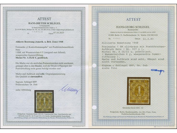 Nicht ausgegeben: 1948, Netz auf Ziffer mit Wasserzeichen “steigend statt fallend” (6Y) und waagerechter Gummiriffelung, post