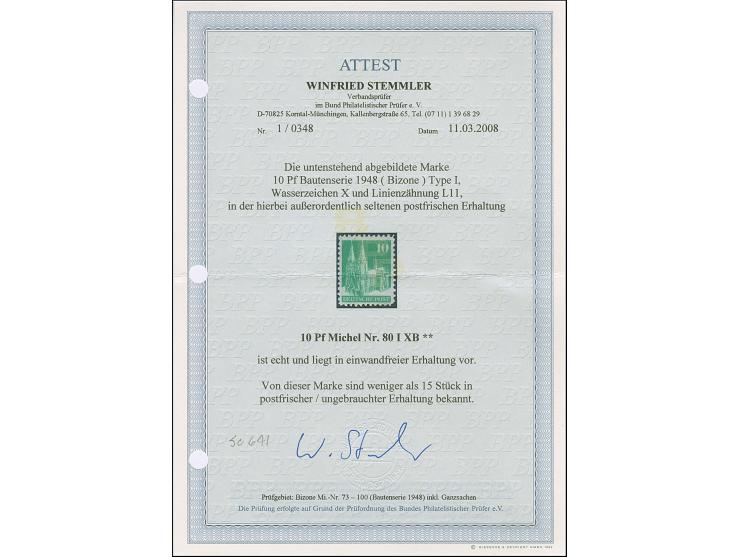 10 Pfg. dunkelgelblichgrün, Type I, gezähnt L 11 und mit Wasserzeichen 1X, postfrisch und in tadelloser Erhaltung. Bisher sin