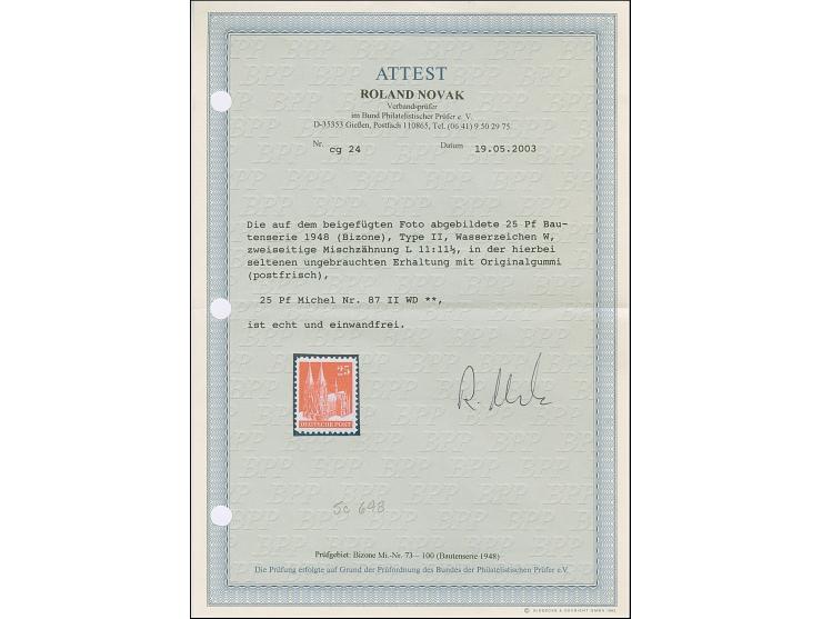 25 Pfg. orangerot, Type II, gezähnt L 11 : 11½ und Wasserzeichen 1W, postfrisch und in tadelloser Erhaltung. Ein schönes Exem