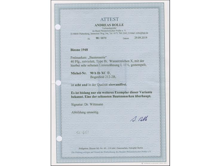 40 Pfg. rotviolett, Type Ib, gezähnt L 11½ und mit Wasserzeichen 1X (Bogenfeld 212-2B), sauber gestempelt und in tadelloser E