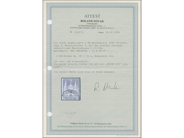 2 M. violettgrau, Type I, gezähnt L 11 : 11½ und mit Wasserzeichen 1Y, sauber gestempelt und in tadelloser Erhaltung. Ein sch