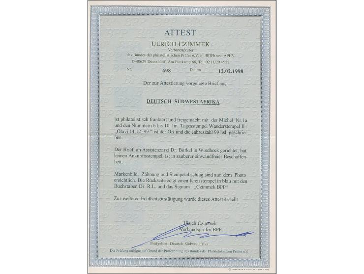 “Otavi” handschriftlich mit Wanderstempel vom 14.12. 99 (Jahreszahl handschriftlich) mehrfach klar auf Ausgabe 1898 3-20 Pfg.