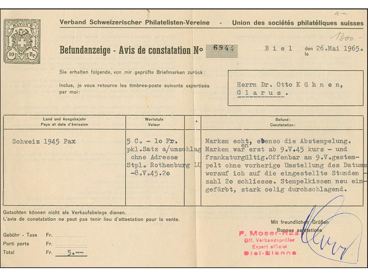 1845, Basler Taube 2½ Rp. schwarz/karmin/lebhaftblau, sehr schön farbfrisch, links unten in der äußeren Randlinie berührt, so