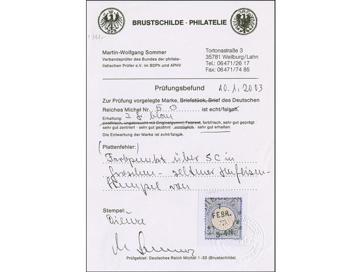 “DIEUZE 7.FEBR.73” (Spalink 9) klar auf loser Marke kleiner Schild 2 Gr. blau. Die farbfrische Marke ist gut geprägt, gut gez