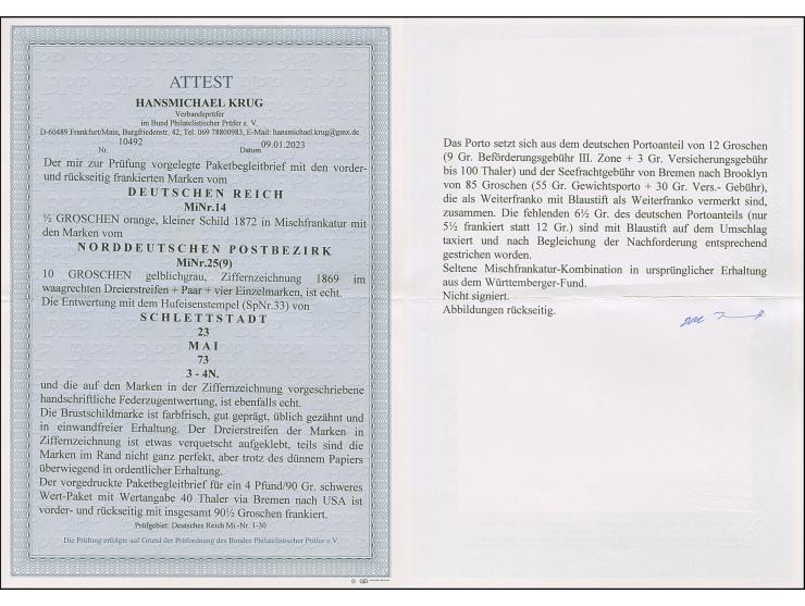 “SCHLETTSTADT 23.MAI.73” (Spalink 33) auf kleiner Schild orange rückseitig auf Wert-Paketbegleit-Vordruck-Briefkuvert für ein