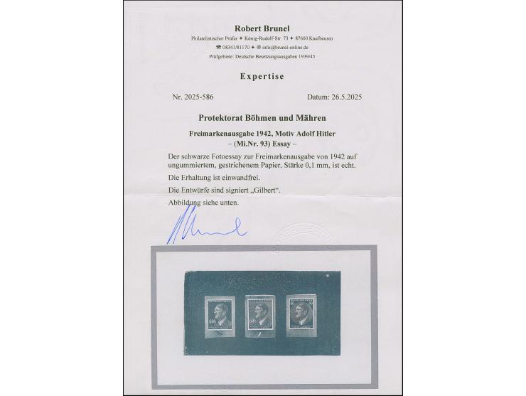 1942, Hitler 60 H., drei verschiedene Fotoessays, waagerecht nebeneinander gedruckt auf gestrichenem, ungummierten Papier (17