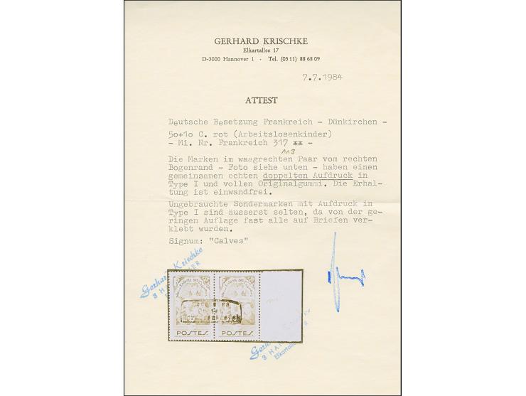 1940, Arbeitslosenkinder 50C. im waagerechten Seitenrandpaar mit gemeinsamen, doppelten waagerechten Aufdruck, postfrisch, ta