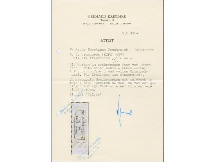 1940, Expo 1937 50C. im senkrechten Unterrandpaar mit gemeinsamen, senkrechten Aufdruck, im Unterrand Teil des Druckdatums, p