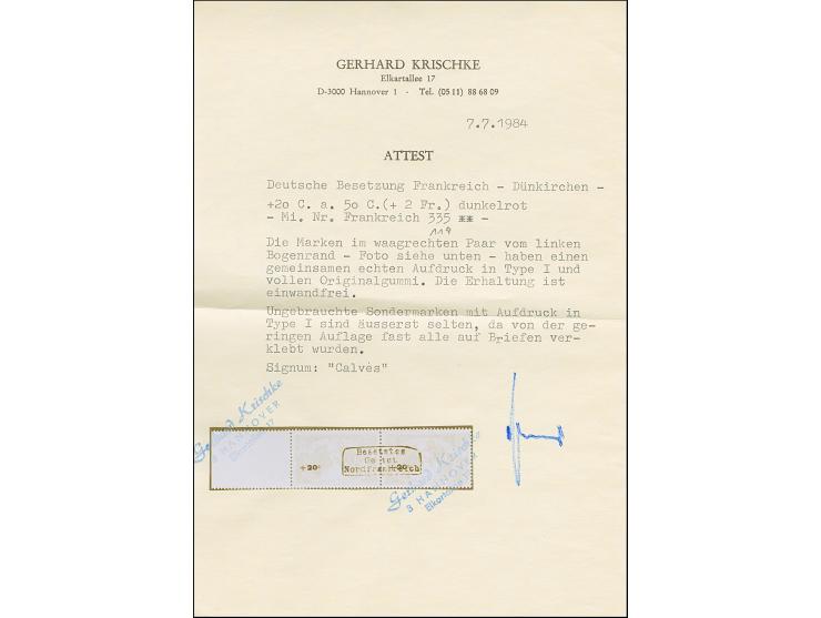 1940, Musica 50+20C. im waagerechten Seitenrandpaar mit gemeinsamem waagerechten Aufdruck, postfrisch, tadellos, sehr selten,