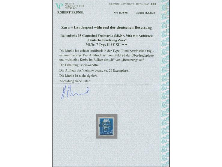 1943, 35 C. mit Aufdruckfehler “Kerbe im senkrechten Balken des B von BESETZUNG”, postfrisch, tadellos, eine seltene Marke mi