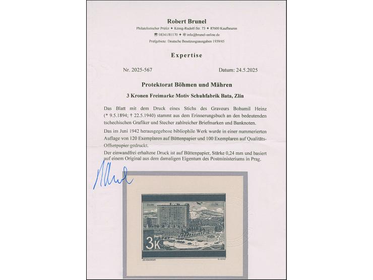 1939, Landschaften Schuhfabrik Bata, Zlin 3K., Entwurfszeichnung, schwarzer Druck auf Büttenpapier (132x115mm), aus dem Erinn