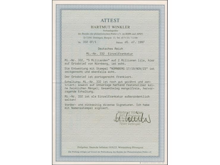 5 Mrd. auf 2 Mio. M. lila mit Stempel “NÜRNBERG 17 19.NOV.23” als tarifgerechte Einzelfrankatur auf Firmenvordruckbrief bis 2