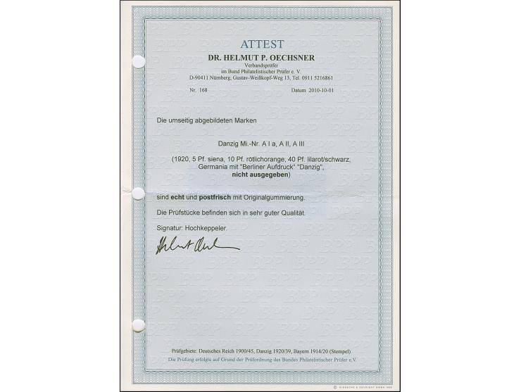 1920, Nicht ausgegeben: Germania 5 Pfg. siena, postfrisch, tadellos, sign. Hochkeppeler sowie Fotoattest Oechsner BPP (2010)