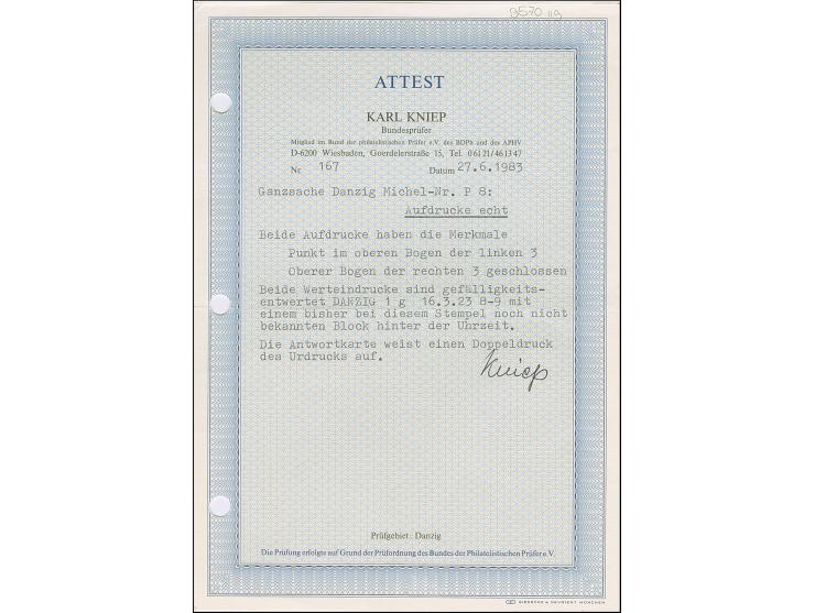 1920, Bogenförmiger Aufdruck auf Germania 30 auf 7½ Pfg., Doppelkarte, der Antwortteil mit klarem Doppeldruck der Urkarte, sa