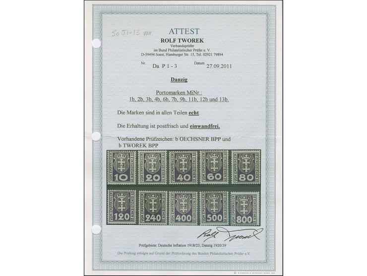 1921, Kleines Staatswappen 10-800 Pfg. dunkelbraunviolett, alle 10 Werte, postfrisch, tadellos, sign. Oechsner BPP bzw. Twore