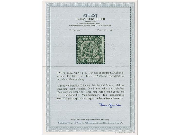 1862, 1 Kr. silbergrau, farbfrisch und allseits vollständige Zähnung mit klarem, praktisch zentrischen aufgesetztem DKr. “FRE