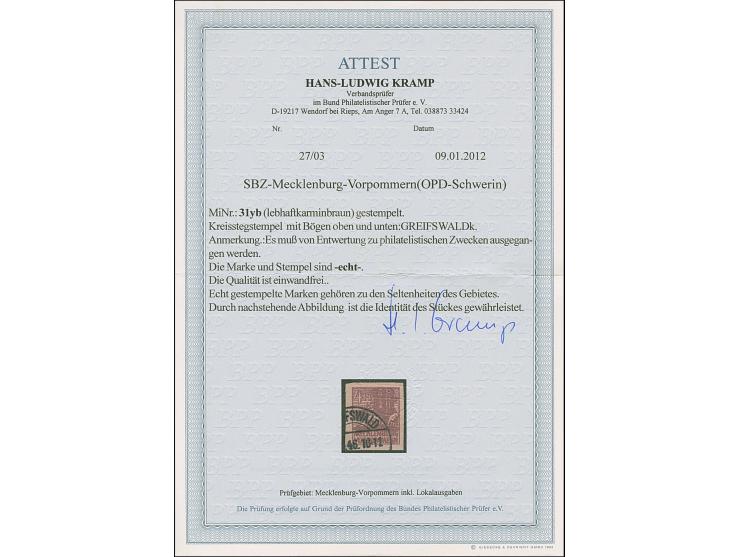 1946, Abschied 4 Pfg. lebhaftkarminbraun auf y-Papier, sauber gestempelt, in tadelloser Erhaltung, Fotoattest Kramp BPP (2012