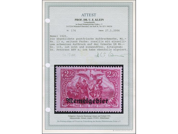 2,50 Mark rosalila, postfrisch, tadellos, eine seltene Marke, u.a. sign. Dr. Petersen BPP sowie Fotoattest Klein BPP (2006)