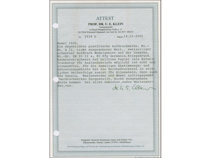 Nicht ausgegebene Werte: Germania 80 Pfennig karminrot/rotschwarz auf hellrosa, postfrisch, tadellos, selten, Fotoattest Klei