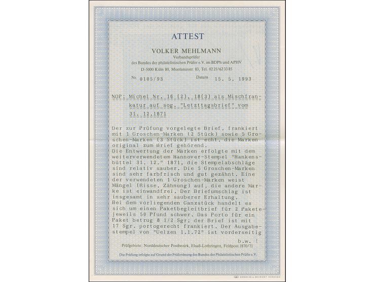1 Gr. karmin, 2 Einzelwerte in unterschiedlichen Nuancen, davon eine fehlerhaft aufgeklebt (Portmonee-Marke), mit 3 Werten 5 