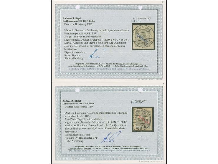 1919, Aufdrucktype II, Unverausgabter Wert: 2½ Pfennig in beiden Aufdruckfarben, je farbfrisch und gut gezähnt, sauber mit St