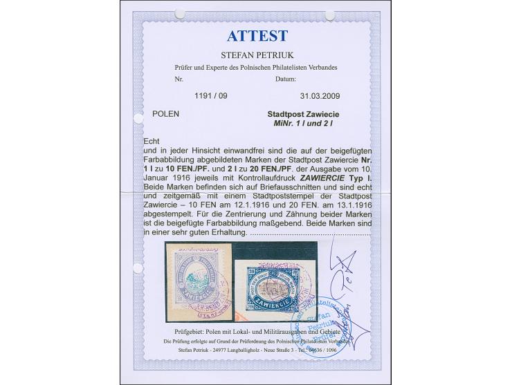 1916, Ansichten 10-20 Pfennig, je mit Kontrolleindruck in dunkelrotlila, farbfrisch und gut gezähnt, je sauber gestempelt auf