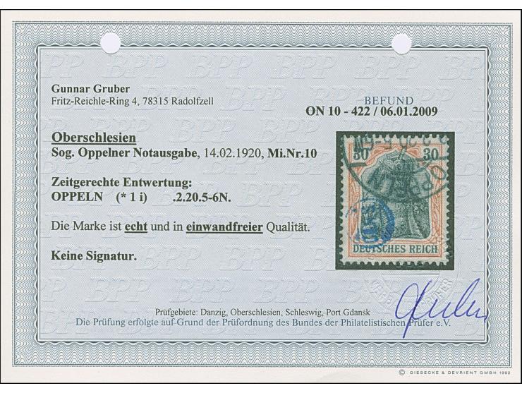 1920, Germania 30 Pfennig dunkelrotorange/schwarz auf chromgelb, farbfrisch und gut gezähnt, sauber gestempelt, tadellos, Bef