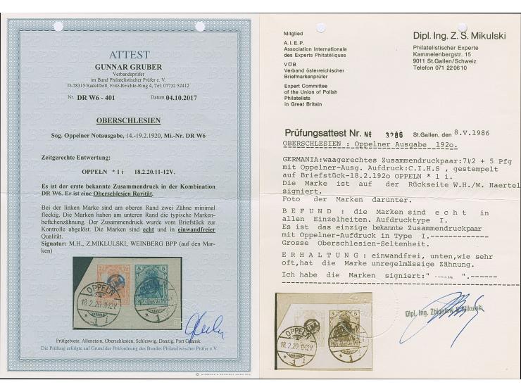 1920, Germania 7½+5 Pfennig im waagerechten Zusammendruck, farbfrisch und gut gezähnt, unten übliche Heftchenzähnung, sauber 
